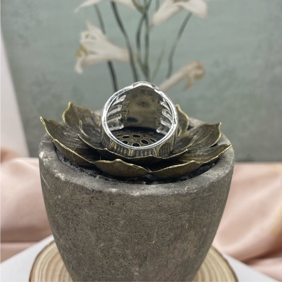 BOHEMIAN PURPLE STONE SILVER RING  SIZE 9 - Picture 2 of 4